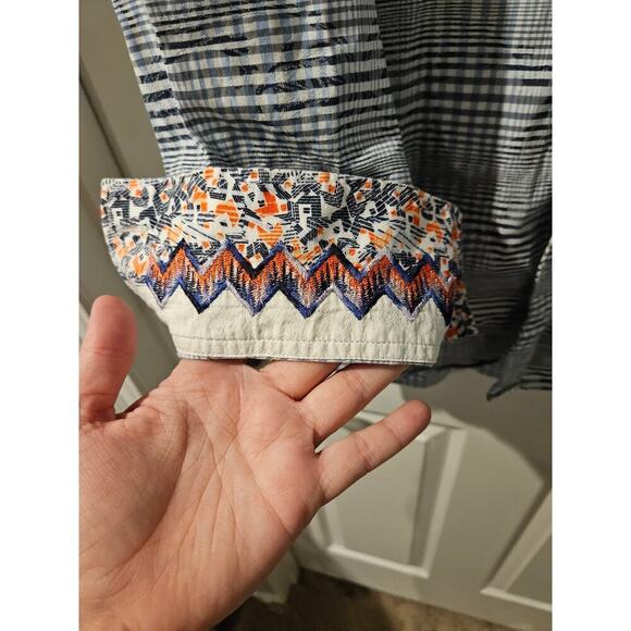 Robert Graham Men XL Plaid Button Down Shirt Blue Gray Contrast Cuff Long Sleeve - Picture 3 of 8